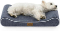COZY KISS Orthopedic Dog Bed for Small Dogs up to 35 lbs - Removable Washable Cover with Waterproof Lining & Non-Skid Bottom, Cotton-Polyester Blend Boat-Shaped Lounger Mattress, S(30x20x5in), Blue