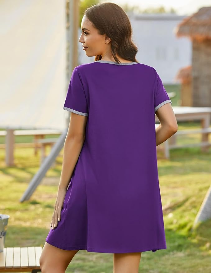 Ekouaer Zip Up Robes for Women Short Sleeves Zipper House Coat Short Bathrobes Lightweight Nightgown with Pockets S-3XL