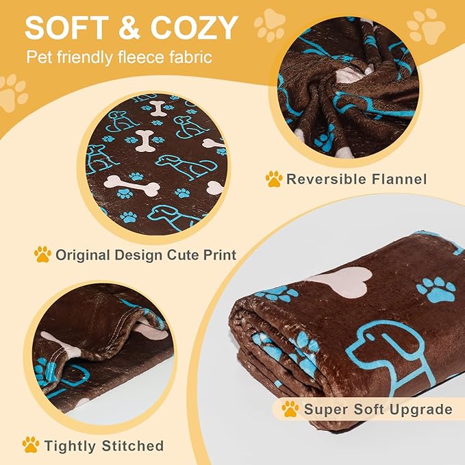 Gowyeg Dog Blanket for Small Dogs Washable-Soft Fluffy Puppy Blanket with Premium 300GSM Coral Fleece,Cozy Calming Cat Blankets for Indoor Cats for Kitten Doggy,Coffee,43x30IN