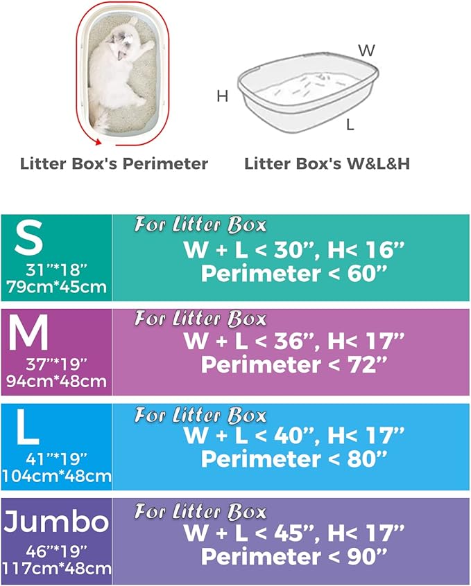 KropBom Cat litter Box Liners, 30 Count 46" x 19" XXL Heavy Duty Litter Tray Liner Bags with Drawstring for Extra Large Cat Litter Box