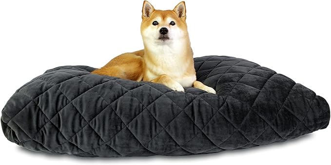 Washable Orthopedic Dog Bed - Soft Quilted Pet Bed with Removable Velvet Cover, Comfortable Dog Beds for XLarge Sized Dogs (48x40x4 Inch, Dark Gray)