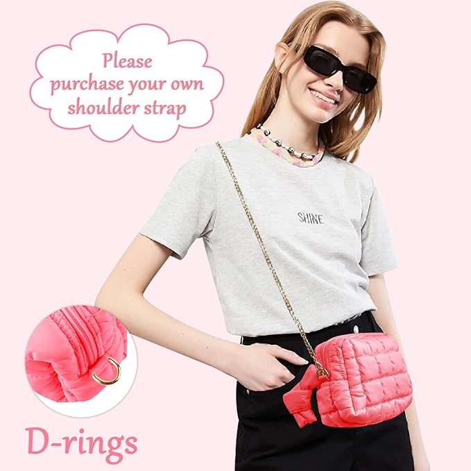 Puffer Quilted Makeup Bag Cosmetic Bags,Puffy Travel Toiletry Pouch for Women,Cute Checkered Zipper Bag Travel Essential,Portable Aesthetic Make up Organizer Bag for Gifts Work Daily(Pink,M)
