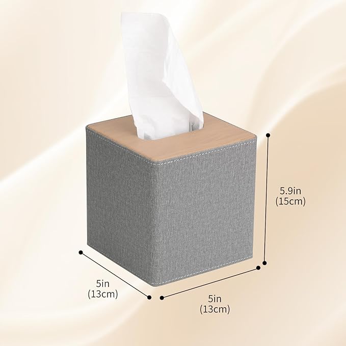 MOCHTERO Modern Square Tissue Box Cover, Decorative Bathroom Facial Tissue Holder,for Living Room, Car, Bedroom, Office,etc. (Grey)