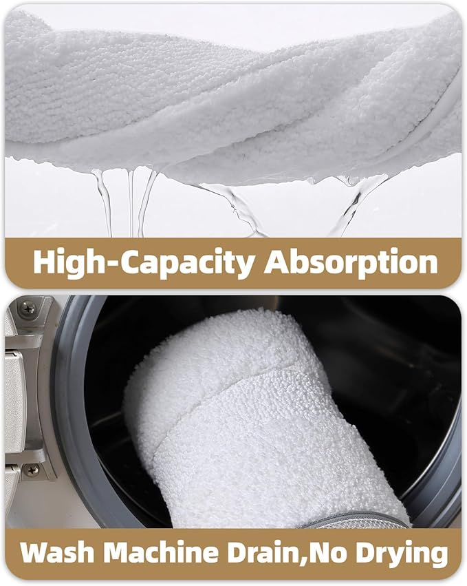 Color&Geometry Bathroom Rugs, Water Absorbent and Quick Dry Microfiber Bath Rugs-24"x36", Non-Slip, White