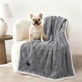 Luciphia Waterproof Dog Blanket for Medium Dogs Washable Soft Sherpa Fleece Cat Blankets with 3D Jacquard Cozy Calming Reversible Couch Protector Furniture Protection for Pet, Gray White, 57x40 inch