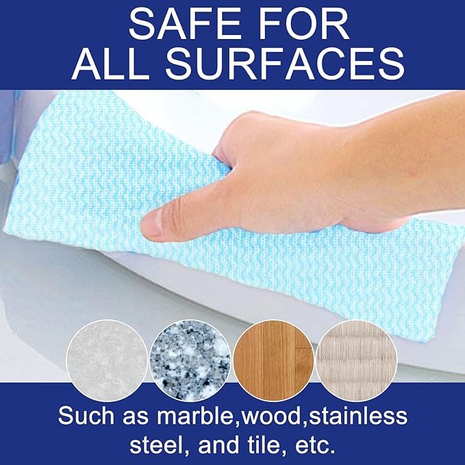 GLOYY Disposable Dish Cloth and Cleaning Handi Wipes, 100ct, Multi-Use Rags for Kitchen, Bathroom and Windows, Blue
