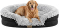 Miorun Fluffy Orthopedic Dog Bed for Large & Extra Large Dogs, Calming Plush Sofa Bed with Curved Bolster Support and Egg-Crate Foam Base, 43" Cozy Oval Pet Donut Bed with Washable Cover, Gray