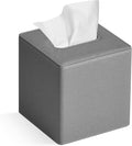 GOLRANLYE Tissue Box Cover Square PU Leather Facial Tissue Box Holder for Dresser Bathroom Decor (Linen Grey)