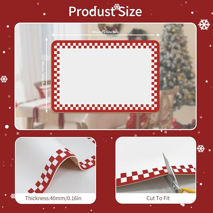 Red Coffee Mat for Countertop 16x24 Super Absorbent & Cuttable Kitchen Mat for Counter Coffee Maker Winter Kitchen Decor,Red White