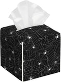 POIUBLE Leather Tissue Box Holder Spider Web Tissue Box Cover Square Waterproof Tissue Holder Organizer Modern Napkin Holder for Bedroom Dresser Night Stand Office Desk