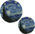 Trivets for Hot Dishes, Pots and Pans Potholders Woven Trivet Cotton Round Large Pot Holder Decor Heat Resistant Hot Pads Mat for Table Counter Cooking Potholder Set of 2 (7in + 9in) Vangogh