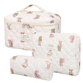 honitty Makeup Bag,Quilted Cosmetic Bag,Large Floral Make Up Bag for Women,Cotton Makeup Bag Set,Flower Travel Toiletry Bag