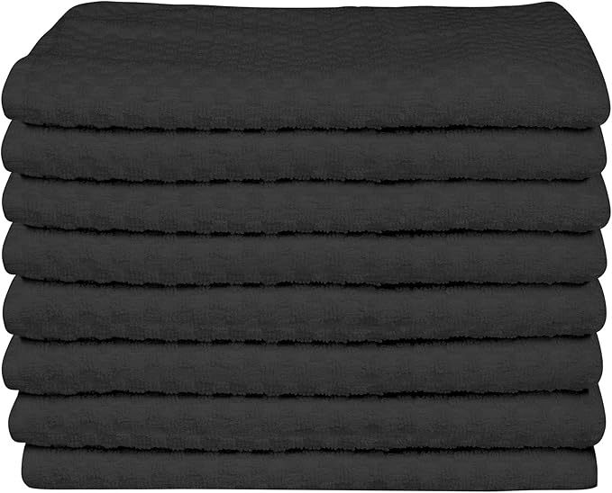 DG Collections Terry Dish Towels, 100% Cotton Kitchen Towels, Set of 8 (15x25 inch) Hand Towels - 400 GSM, Absorbent Terry Cloth Dish Towels for Kitchen, Soft Tea Towels - Grey Color