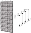 WAHMLA Over the Door Shoe Organizer, 35 Large Breathable Mesh Pockets, Space Saving Hanging Storage Holder, Closet Rack Hanger Holds, Hangs on Closets for Shoes, Accessories, GRAY