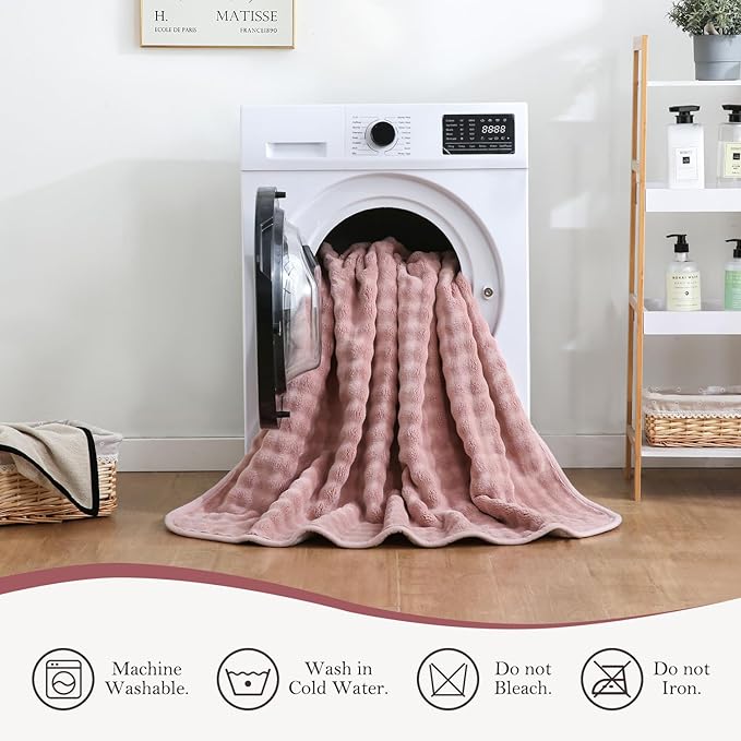 Yaning Waterproof Blanket for Bed Couch Sofa Car, Soft Leakproof Dog Blanket with 3D Bubble Pattern, Reversible Water Proof Pet Blankets for Dogs Cats Puppies (30"x40", Dusty Pink)