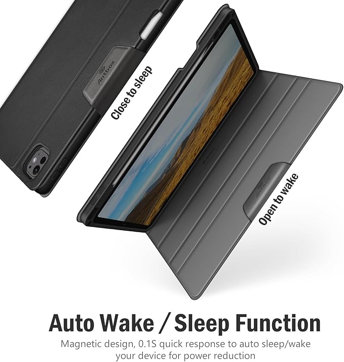 Antbox for iPad Pro 13 Inch Case M5 2025/M4 2024, Built-in Pencil Holder, Supports Pencil Pro/(USB-C), Auto Sleep/Wake, PU Leather (Black)