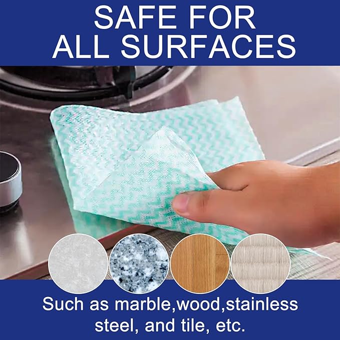 GLOYY Disposable Dish Cloth and Cleaning Handi Wipes, 100ct, Multi-Use Rags for kitchen, Bathroom and Windows, Green