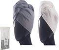 SELARUS 100% Turkish Cotton Hair Towel Wrap for Women,Non Microfiber,Super Absorbent,AntiFrizz,Plopping Hair Drying Waffle Bath Towels for Curly,Long&Thick Hairs,Head Wrap,2 Pack10x26inc (Grey+White)