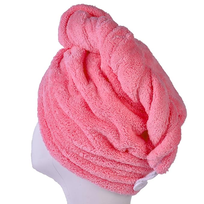 YYXR Microfiber Quick Drying Hair Towel Wrap - Super Absorbent Drastically Reduce Hair Drying Time(2-Pack Rose &Purple)