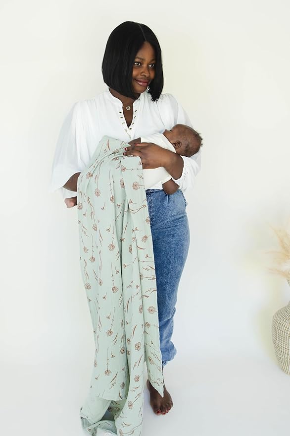 Leyl&Ari Muslin Swaddle Baby Blanket | 100% Organic Cotton Receiving (Wildflowers Set)