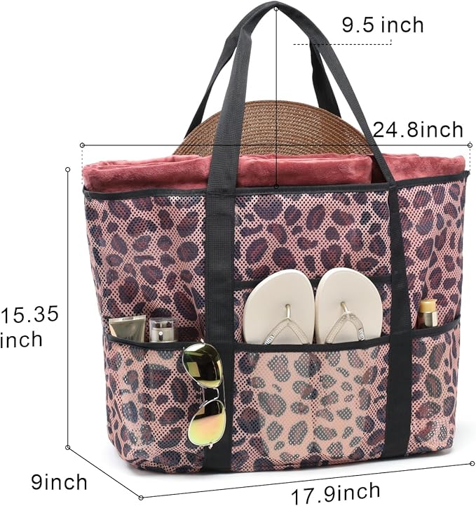 F-color Mesh Beach Bag Family - Large Tote Bag for Cruise Pool Toys Beach Vacation Essentials