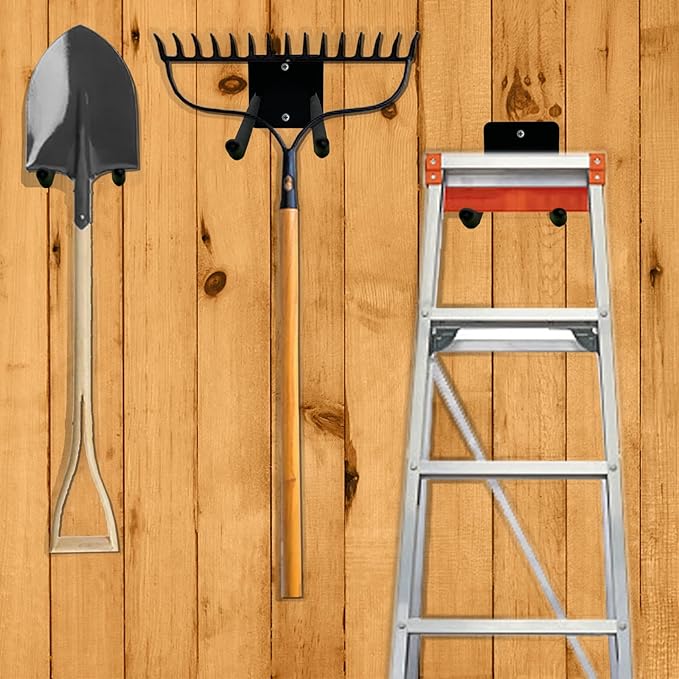 Heevir Large Garage Hooks Heavy Duty - 4 Pack 12.2" Long Garage Storage Utility Hooks, Wall Mount Ladder Hanger, Garage Organizer for Hanging Tool, Chairs, Hoses, Garden Tool, Bulk Items, Ropes, etc.