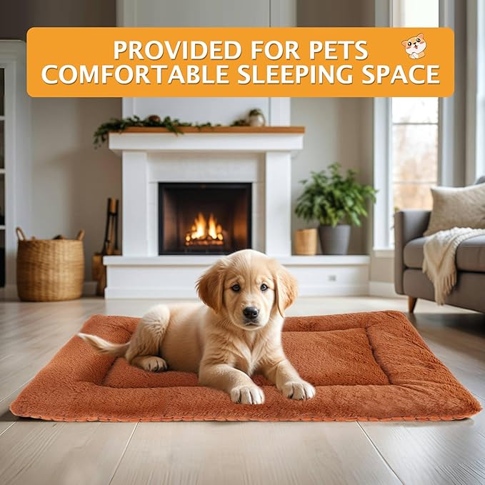 Vetasac Reversible Dog Bed Mat with Plush and Corn Velvet,Soft Warm Pet Cushion, Dual Purpose Washable Sleeping Mattress Bed for Small Medium Large Dog and Cat XB004 (24"x18", Orange)