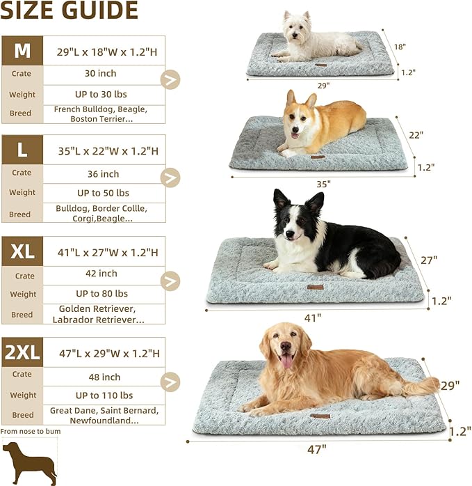 Reversible Dog Bed Mat 35"x22" for Medium Dogs - Supportive Double-Sided Crate Pad, All-Season Cooling & Warmth, Ultra Soft Machine Washable Pet Bed, Fits Most 36-Inch Kennels, Light Grey