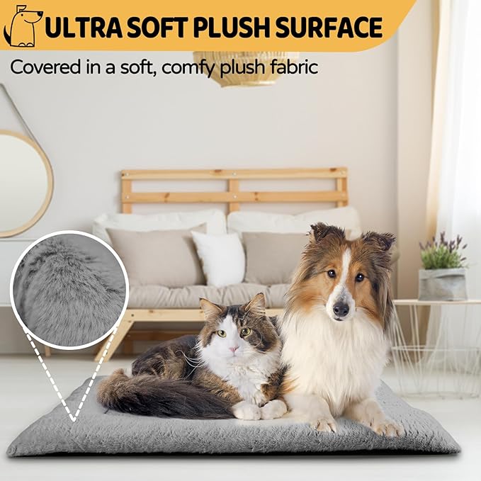ZENGAOOU Dog Crate Pad Washable, Plush 36 x 23 Inch Anti-Slip Kennel Mat for Medium to Large Dogs up to 70 lbs, Fits Wire or Metal Crates, Travel, Home, Training Use, Dark Grey