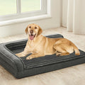 WINDRACING Orthopedic Dog Beds for Large, Medium Dogs, Waterproof Egg Foam Dog Sofa Bed with L Bolster Sides, Washable Large Pet Bed with Removable Cover & Non-Slip Bottom, 36 x 27 inch, Gray