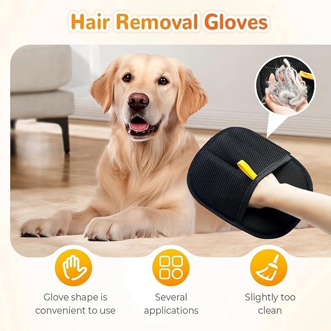 EveryNest Pet Grooming Gloves, for Dogs and Cats Hair Removal Reusable Cleaning Brush Electrostatic Fur Mitts for Furniture Bedding Sofa (2PCS)