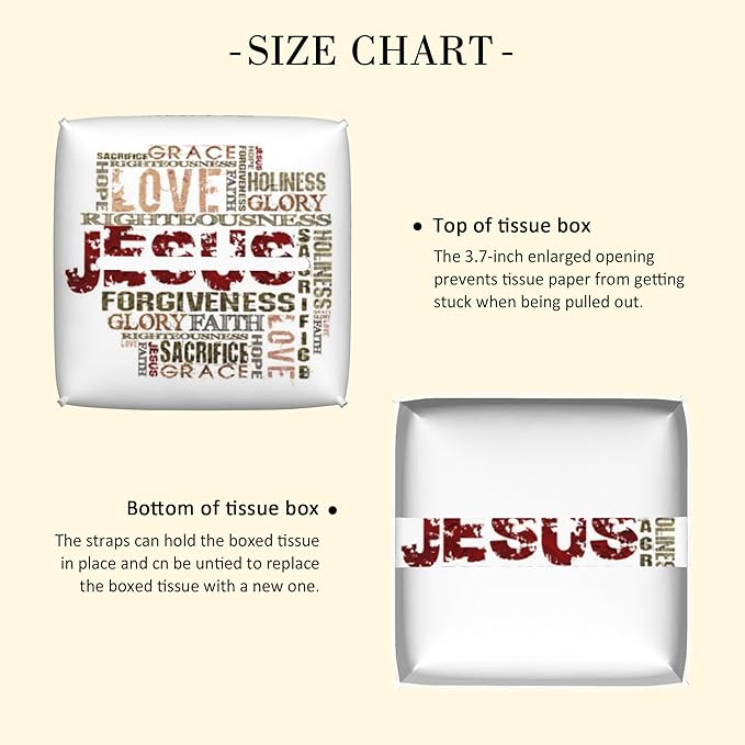 POIUBLE Tissue Box Holder Religious Words Tissue Box Cover Square Leather Tissue Holder Organizer Portable Decorative Facial Paper Case for Home Office Bathroom Vanity Countertop
