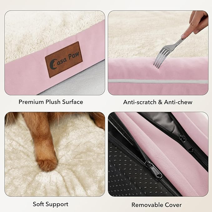 Casa Paw Orthopedic XXL Dog Beds, Waterproof Egg Crate Foam Big Pet Bed for All Breed Sized Dogs 53x42Inch, Washable Extra Large Dog Couch Bed with Removable Cover and Non-Slip Bottom, Pink