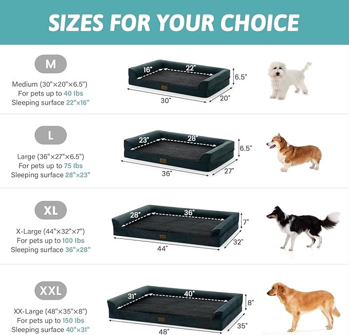 COZY KISS Orthopedic Dog Bed for Medium Size Dogs, Bolster Pet Couch with Waterproof Lining, Egg Crate Foam Sofa for Small Pets Up to 30 lbs, U-Shaped, 30x20x6.5 inch, Black