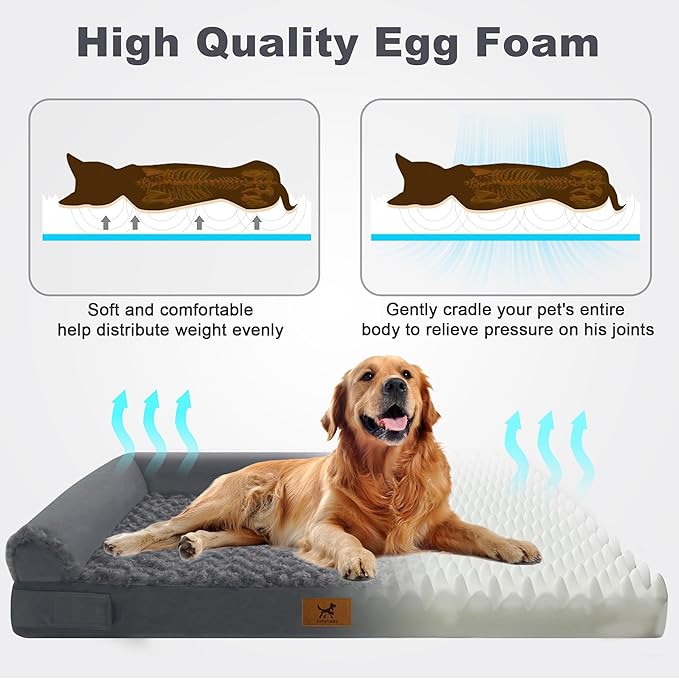 PAWPUBBY Jumbo Human Dog Bed Orthopedic Memory Foam for Large Giant Dogs up to 150 lbs - Waterproof Washable (Dark Gray)