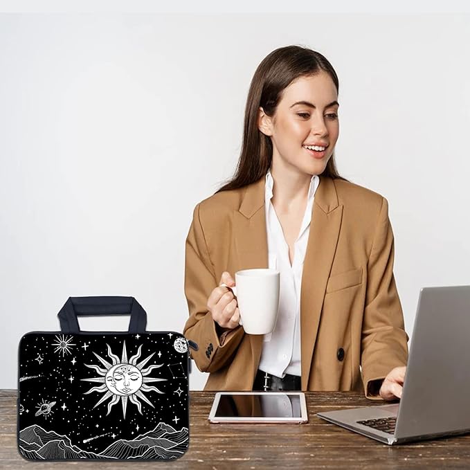 AMARY Laptop Sleeves 11.6" 12" Laptop Handle Bag Neoprene Notebook Carrying Pouch Chromebook Sleeves case Fit Apple MacBook Air HP DELL Lenovo Asus (Sun Moon)