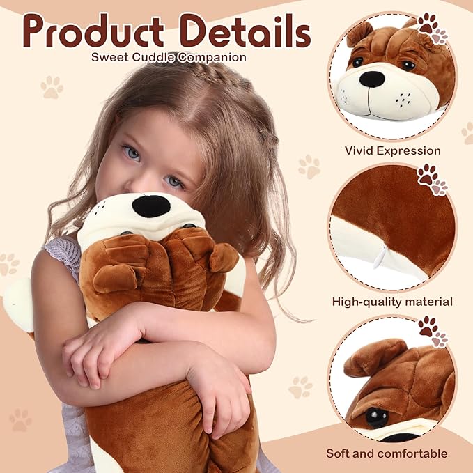 Vertintong 23.6" Huggable Dog Plush, Cute Stuffed Animal, Soft Adorable Cuddle Companion for Kids, Easter Birthday Plush Pillow Gift for Boys and Girls