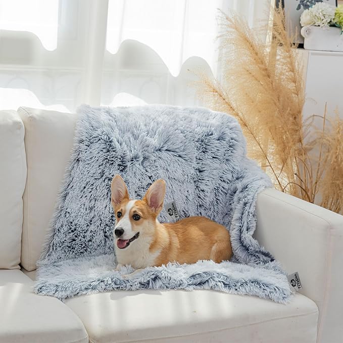 PJYuCien Fluffy Fleece Calming Pet Throw Blanket, Super Soft and Warm for Indoor Cats and Dogs, Large 30" * 40", Machine Washable, Grey Puppy Bed