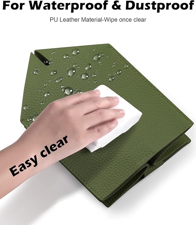 Tclouda Tissue Box Cover for PU Leather, Modern Simple Solid Color Holder Square Tissue Bag, Ideal for Bathrooms,Office,Car,Nightstand,Outdoor Tent,Dining Table,5"X5"X5", Double Green