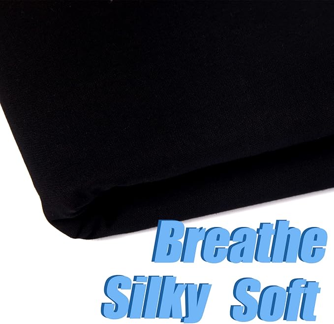 2 Yard Black Cotton Fabric,Natural Cotton Poplin Fabric by The Yard, 59 Inches Wide 100% Cotton Fabric,Soft Embroidery Muslin Quilting Material for Sewing Material Apparel Cloth