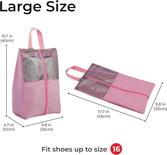HANOZI Shoe Bags For Travel, Used As For Storage or Shoe Travel Bag, Featuring Waterproof Nylon Sneaker Bag. (Light Pink, 2 Pack, Large)