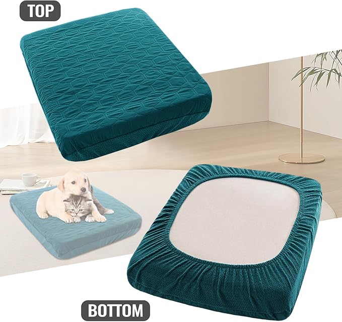 nanbowang Waterproof Dog Bed Covers Replacement Washable Pet Hair Easy to Remove, Dog Pillow Cover Quilted, Pet Bed Cover Lovely Puppy Bed Cover for Dog/Cat (27X36X6 (1pack), Green)