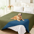 hyha Waterproof Dog Blanket, Soft Pet Bed Blankets, Waterproof Sofa Couch Cover for Dogs Washable, Reversible Pet Couch Covers for Sofa Furniture (82x82 Inch, Green/Navy Blue)