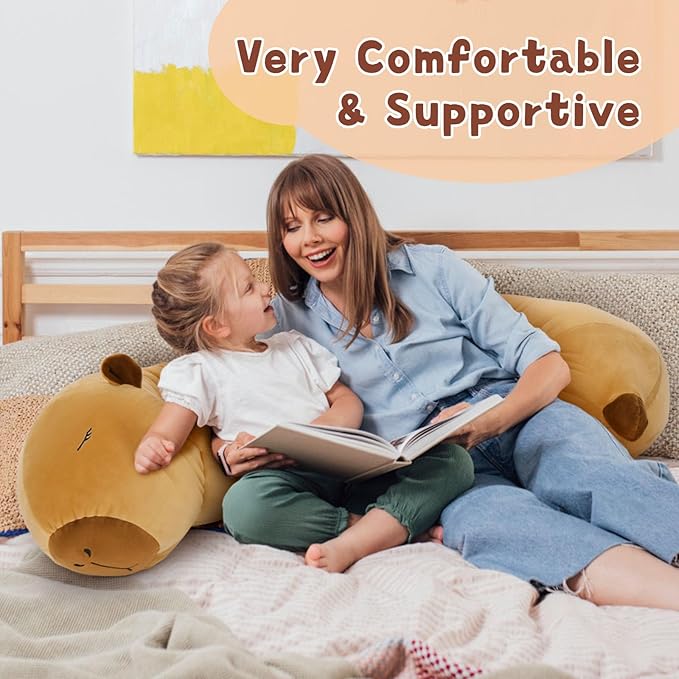 MorisMos Long Capybara Body Pillow 39.3in, Cute Capybara Stuffed Aminal Sleeping Cuddly Soft Throw Pillow Toy Gift for Kids Girlfriend