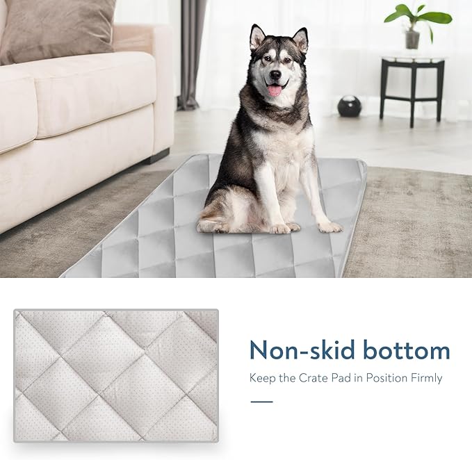 Magik & Kover Dog Crate Pad 2 Pack (36" x 23"), Soft Dog Crate Mat with Anti-Slip Bottom, Machine Washable Kennel Pad, Fits 36 Inch, Grey