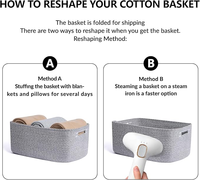 MiniArk Large Storage Baskets for Shelves, Closet Organizers Bins for Clothes Blanket Towels, Baby Nursery, Toy Baskets Box, Woven Rope Baskets, 17 x 13 x 7.5”, 3 Packs Mixed Grey