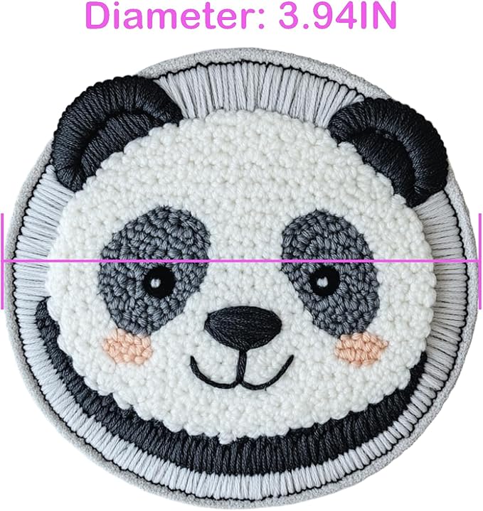 57lilina Punch Needle Coaster Kit for Adults Beginners, 6 Set Complete Animal Panda Punch Needle Stitching Embroidery Art Kit, Step-by-Step Guide Make Punch Needling Drink Coasters for Starter