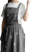 Japanese apron Women-Cross Back Apron for Women with Pockets, Pinafore Aprons, Womens Cotton Linen Apron