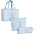Fystdtote Birthday Gifts for Women - Birthday Gifts Idea for Her Friends Female Teacher | Personalized Cute Cosmetic Bag for Girlfriend | 3 Pieces Toiletry Makeup Pouch - Blue L