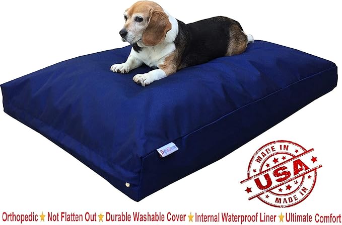 Dogbed4less XXL Orthopedic Extreme Comfort Memory Foam Dog Bed for Large Dog, Internal Waterproof Lining and Machine Washable External Durable Cover, 55X37 Pillow, Navy Blue